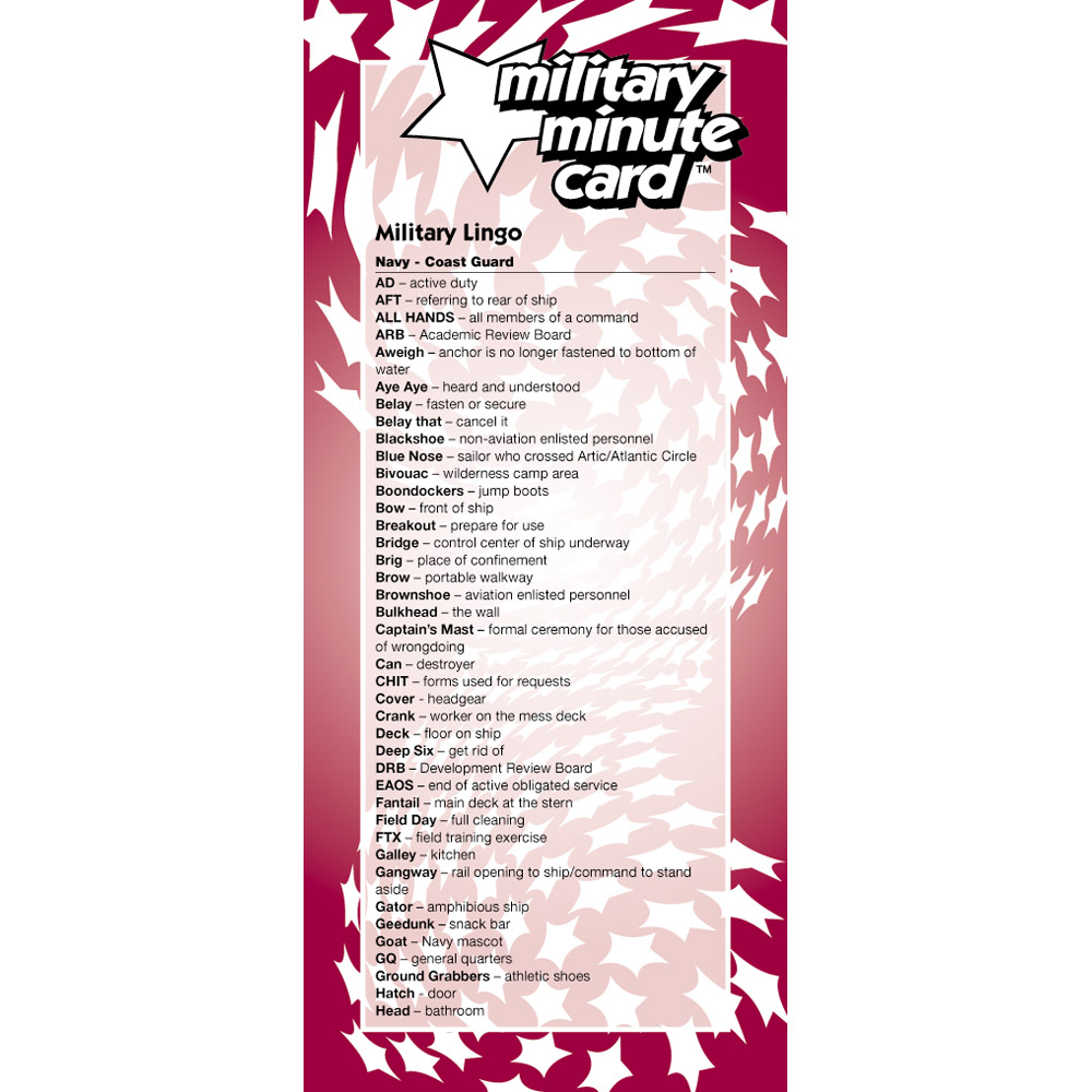 Military Minute Card: (50 Pack) Navy/Coast Guard