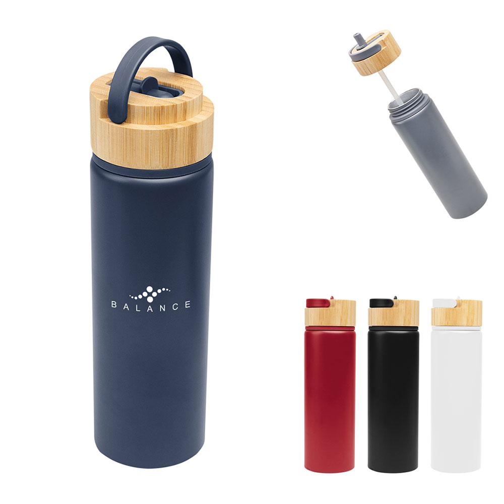 27 Oz. Ellis Recycled Aluminum Bottle With Bamboo Lid 