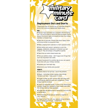 Military Minute Card: (50 Pack) Deployment Do's and Don'ts