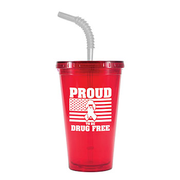 Proud To Be Drug Free 16 oz Freedom Tumbler