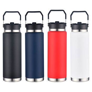 30 oz Senago Vacuum Insulated Stainless Steel Bottle with Build-in Straw 